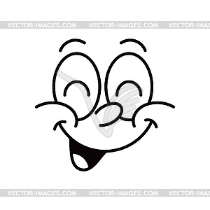 Cartoon comic groovy happy smile face emotion - vector image