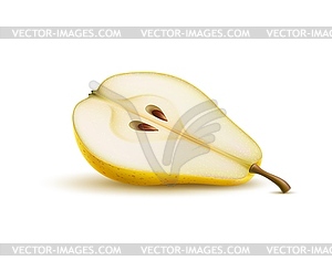 Raw realistic yellow pear fruit 3d half - vector clip art