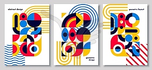Abstract Bauhaus geometric pattern posters - vector clip art