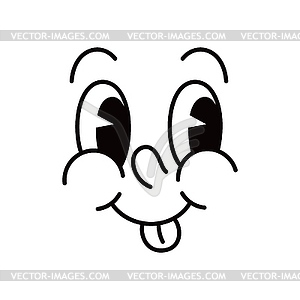 Cartoon funny groovy face with sticking tongue - vector clipart / vector image