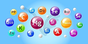 Supplement vitamins and minerals 3d balls - vector clipart