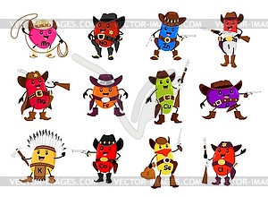 Cartoon micronutrient cowboy, ranger and bandit - vector clip art
