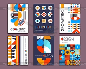 Presentations posters with retro geometric pattern - vector clip art