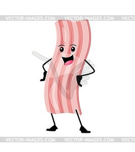 Cartoon bacon breakfast character, food personage - vector image