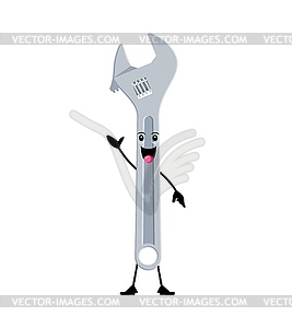 Cartoon funny adjustable wrench diy tool character - vector EPS clipart