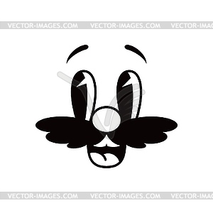 Cartoon funny comic groovy mustached smiling face - vector clip art