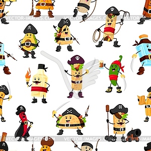 Cartoon pirate Tex Mex character seamless pattern - vector clipart