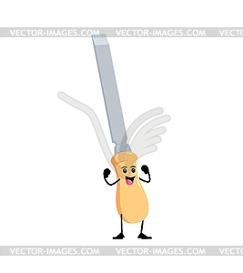 Мультяшный забавный персонаж с зубилом для поделок и инструментов для ремонта - векторный клипарт / векторное изображение