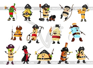 Cartoon pirate and corsair tex mex mexican food - vector image