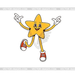 Groovy cartoon star character, hippie comic art - stock vector clipart