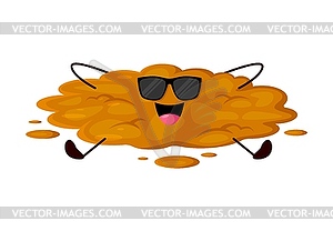 Funny poo excrement, cartoon poop emoji character - vector image