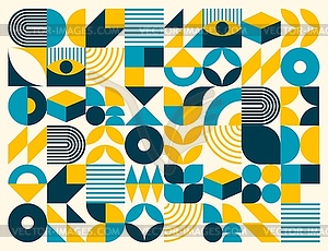 Modern turquoise, yellow, dark pattern background - vector image