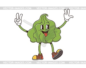 Cartoon retro groovy wasabi sauce funny character - vector clipart