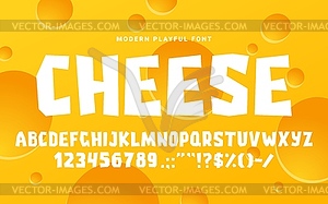 Cheese rough fun font, cutout type, alphabet - vector EPS clipart