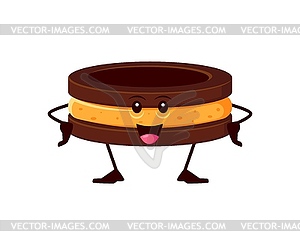 Cartoon chocolate cookie funny cheerful character - vector image