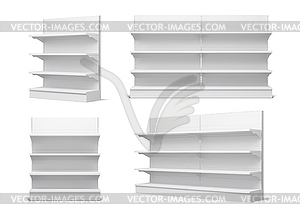 White retail shop product supermarket shelves - vector image