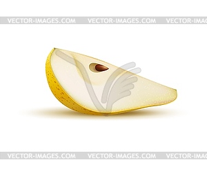 Raw realistic yellow pear fruit ripe quarter slice - vector clipart