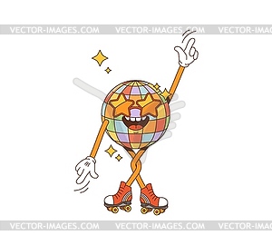 Мультяшный ретро диско-шар заводной персонаж - векторный клипарт