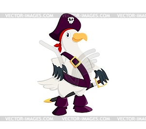 Cartoon seagull pirate corsair animal character - stock vector clipart