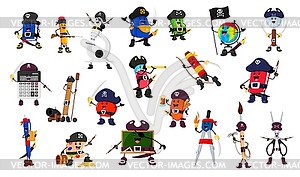 Cartoon school supply pirate and corsair character - vector image