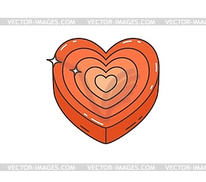 Cartoon retro groovy hippie nostalgic heart 70s - vector clip art