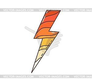 Cartoon retro groovy hippie lightning, flash bolt - vector clipart