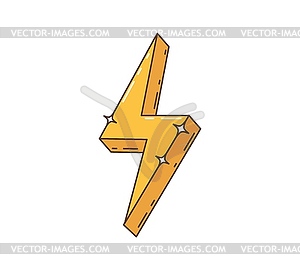 Cartoon retro groovy hippie lightning symbol - royalty-free vector image