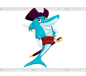 Cartoon sea shark pirate corsair animal character - vector clip art