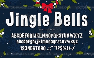 Christmas font, xmas type, holiday typeface abc - vector image