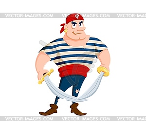 Мультяшный персонаж- морской моряк со сверкающими мечами - иллюстрация в векторе