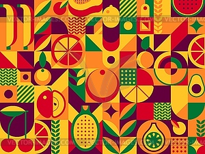 Abstract fruit modern geometric pattern - vector EPS clipart