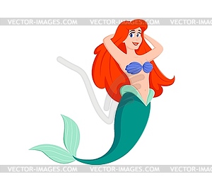 Cartoon mermaid character, underwater princess - vector clipart