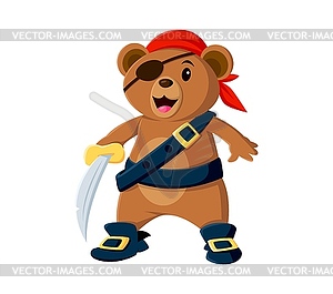 Cartoon bear pirate and corsair animal character - vector image