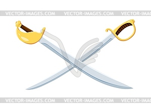 Cartoon crossed pirate sabres with crossed blades - vector clipart