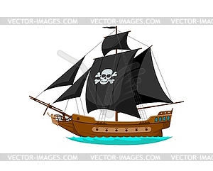 Cartoon sea pirate corsair sailing ship, frigate - vector image
