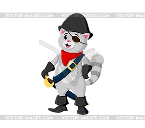 Cartoon cat pirate animal character, Puss in Boots - vector clipart