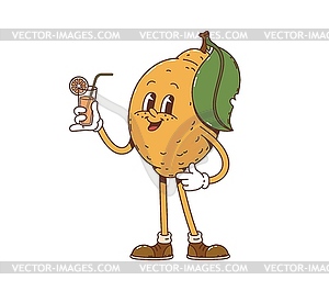 Cartoon retro lemon fruit groovy comic character - vector clipart