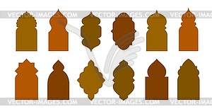 Islamic mosque arabian window and door shapes set - vector image