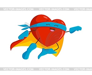 Персонаж мультяшного супергероя с сердцем, сильный сердцеед - иллюстрация в векторном формате