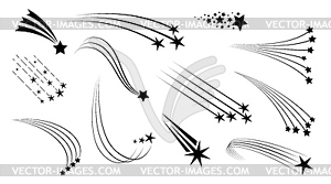 Падающие рождественские звезды, метеоритные следы - графика в векторном формате