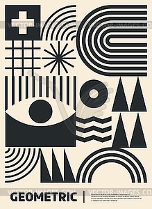 Monochrome abstract poster with geometric pattern - vector clip art