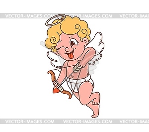 Cartoon retro groovy Valentine love cherub cupid - vector clipart