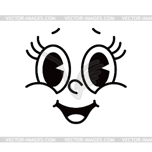 Монохромный эмодзи на лице персонажа комикса из мультяшныйа - изображение векторного клипарта