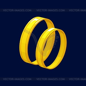 Cartoon wedding rings for bride and groom - vector clip art