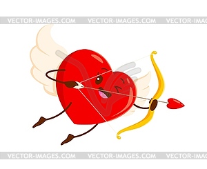 Cartoon love heart cherub cupid with angel wings - vector clipart