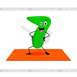 Cartoon math number seven on yoga fitness sport - vector clipart