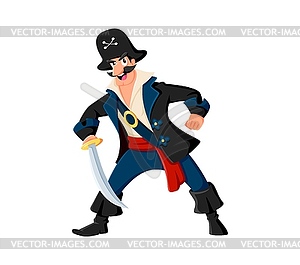 Cartoon funny pirate and corsair captain character - vector image
