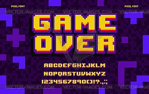 8-bit game pixel font, computer geometric typeface - royalty-free vector image