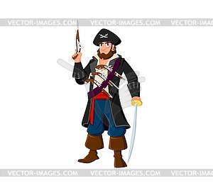 Cartoon pirate and corsair character with gun - vector EPS clipart