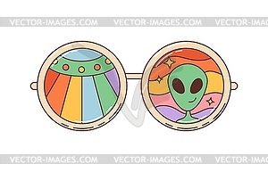 Groovy retro cartoon eyewear sunglasses, rainbow - vector image